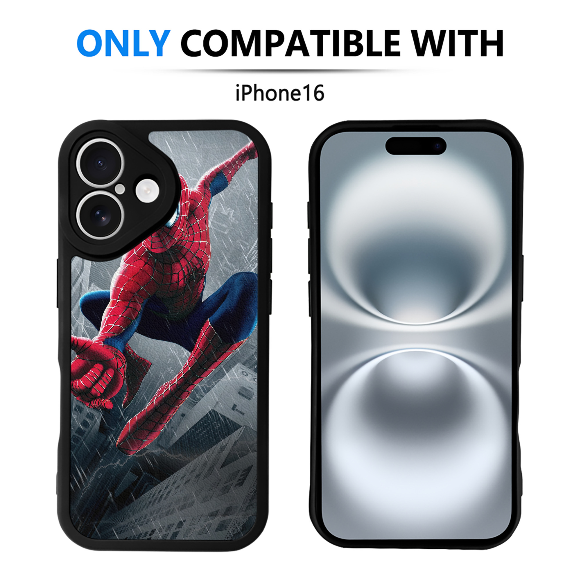 （画像用） Spider Man スパイダーマン 【iPhone 16シリーズ対応】シリコンスマホケース（レザー調） 材質：シリコン